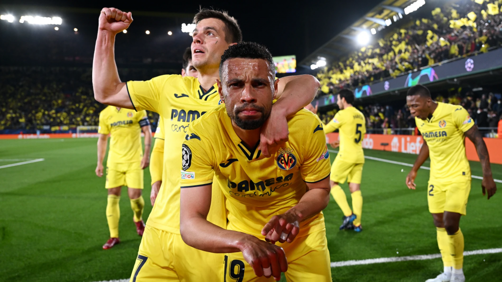 El Villarreal celebrando un gol en Champions