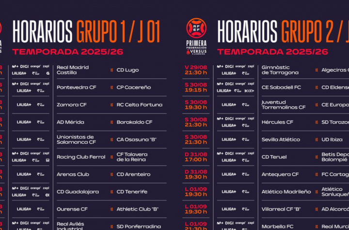 Horarios Primera Federación
